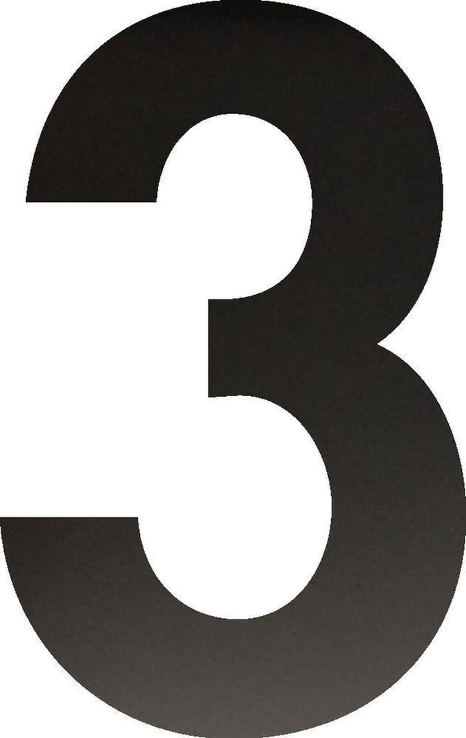 Huisnummer 15 cm - Nummer 3 - Mat Zwart RVS