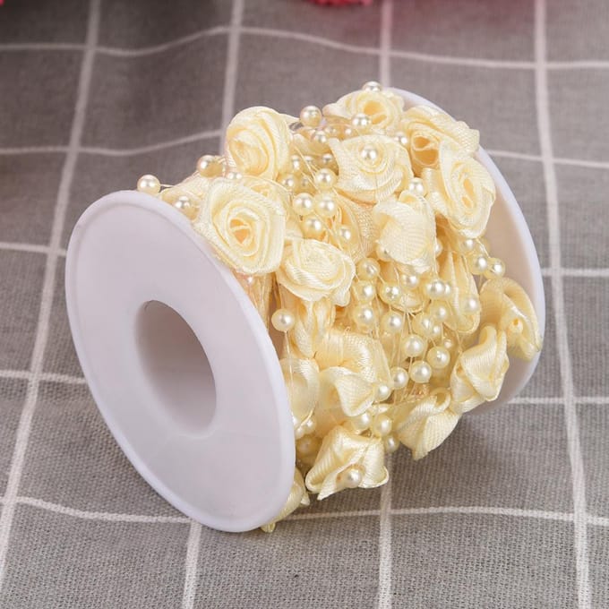 10m rol Roos Kunstparel Draad Kralen Slinger String DIY Bruiloftsdecoratie(beige) beige