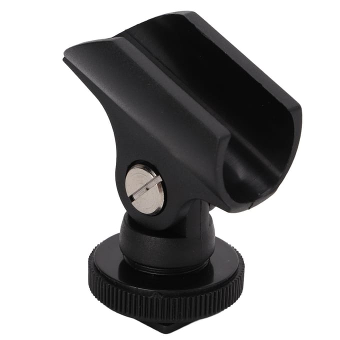 Support de microphone en plastique de 1,95 cm avec griffe porte-accessoire et trou de vis de 6,35 mm pour reflex numérique black
