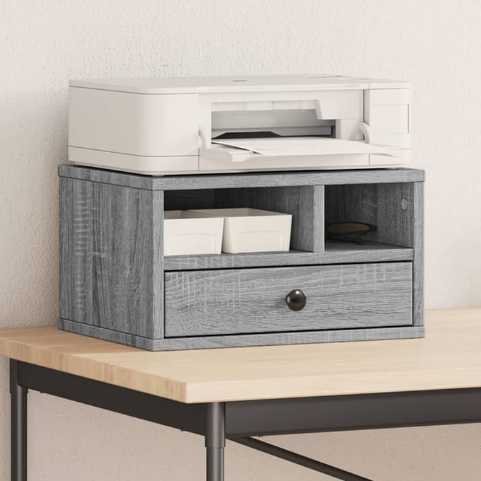 vidaXL - Printerkastje - 40x32x22,5 - cm - bewerkt - hout - grijs - sonoma - eiken