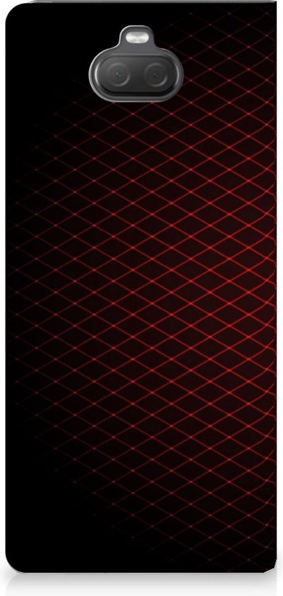 Sony Xperia 10 Plus Hoesje met Magneet Geruit Rood