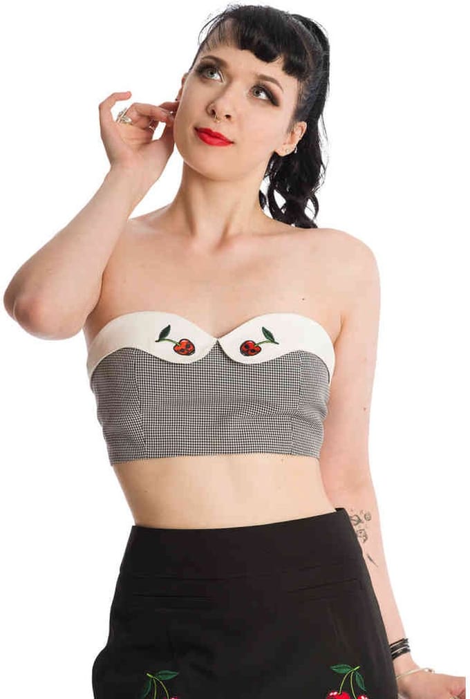 Banned - BITTER SWEET CHERRY Crop top - M - Zwart
