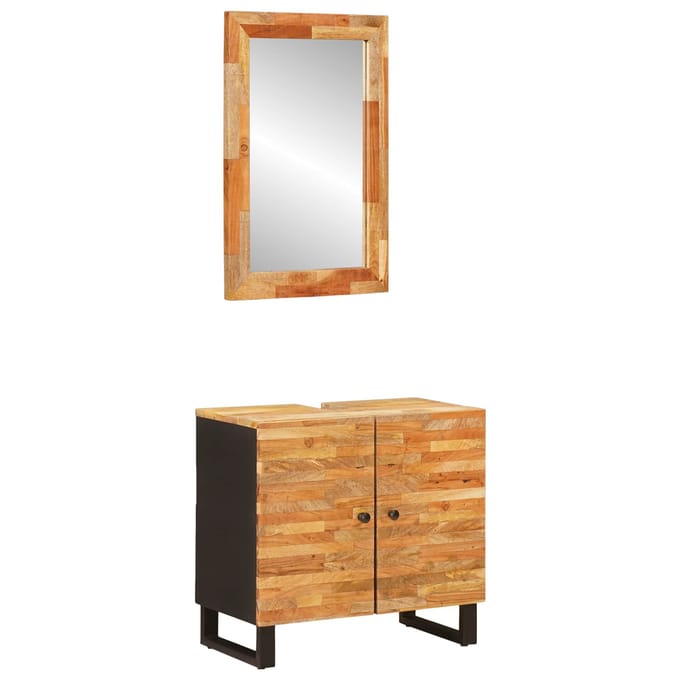 vidaXL - Badkamer - Sets - 2 - st - Naturel - Massief - Mango - Hout