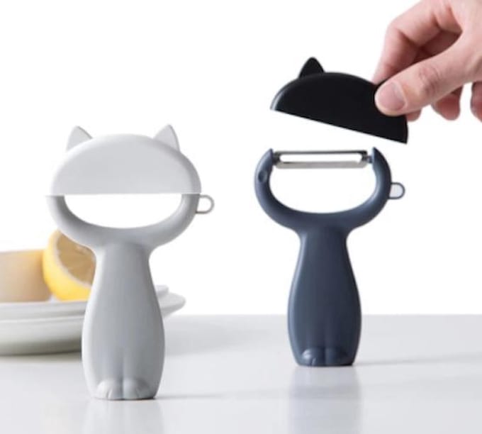 *** Oenie Dunschiller Aardappelschiller - Aardappelmesje Leuk - Grijs - Kat Katten - van Heble® ***