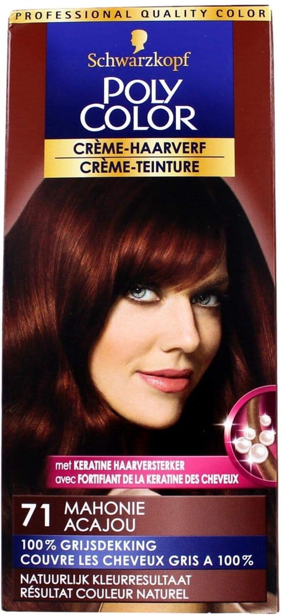 Poly Color Creme Haarverf 71 - Mahonie - 3 st - voordeelverpakking
