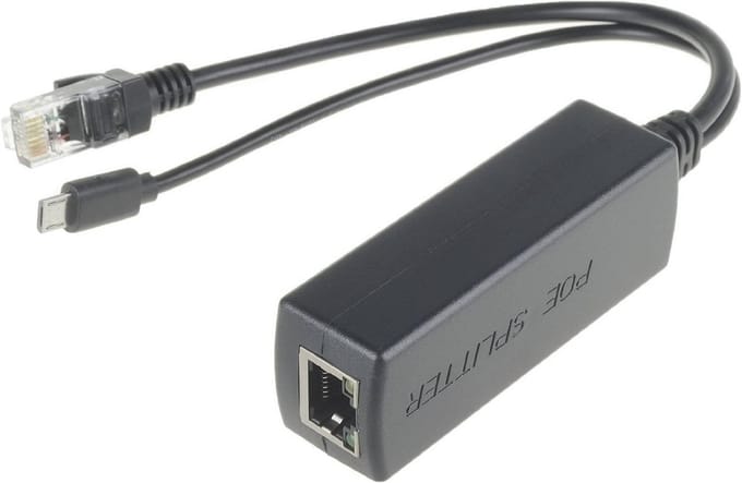Actieve PoE Splitter 48V naar 5V 2.4A Micro USB voor IP Camera's