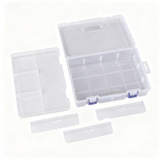 Set van 3 Opbergdozen Plastic Dubbellaags 23x16x6 cm – Transparant & Afsluitbaar – Multifunctionele Sorteerdoos