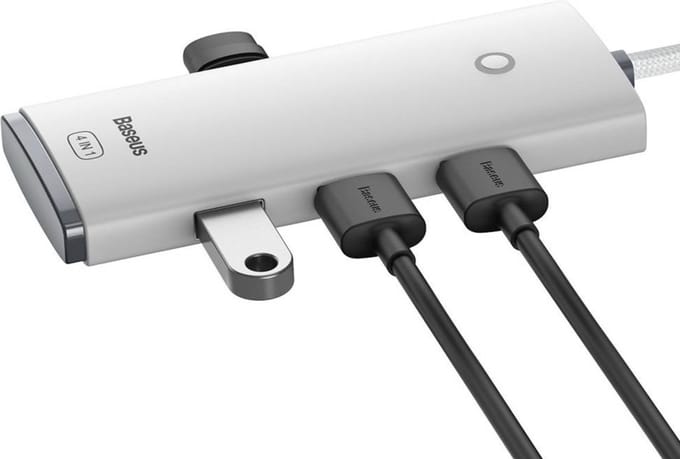 Baseus Hub 4in1 Lite Series USB-C to 4x USB 3.0 + USB-C 2m (White) USB hub - 4 - USB 3.0 - Wit