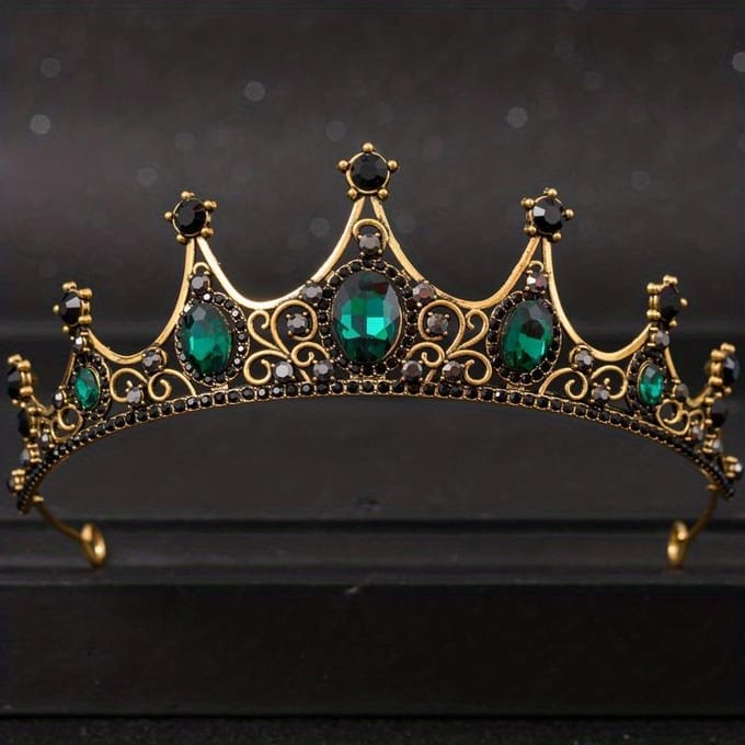 Bandeau Couronne Strass Mariage Mariée Princesse Reine Diadème Cheveux vert