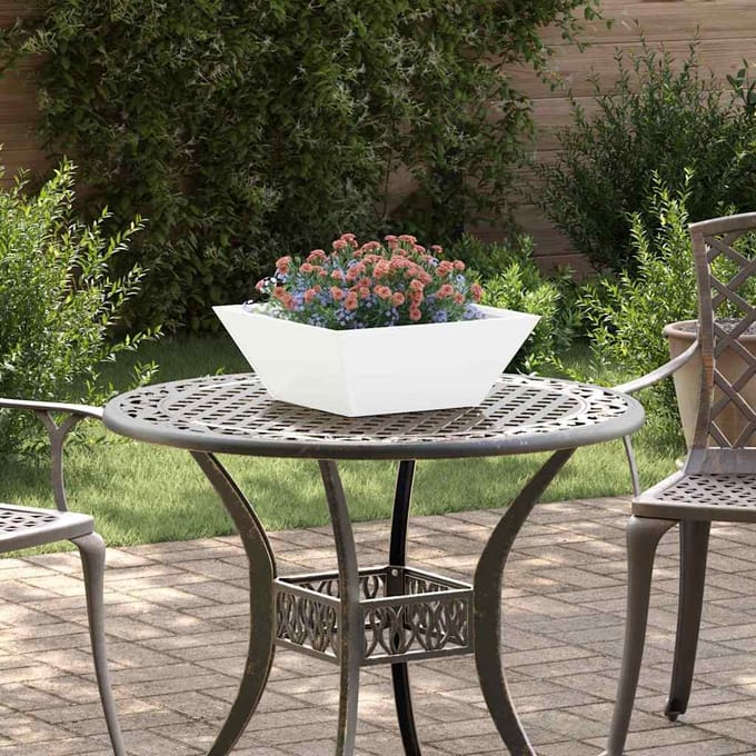 vidaXL - Plantenbak - Wit - 40 - x - 40 - x - 15 - cm - Koudgewalst - staal