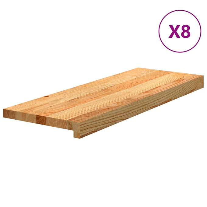 vidaXL - Traptreden - 8 - st - 70x30x2 - cm - massief - eikenhout - lichtbruin