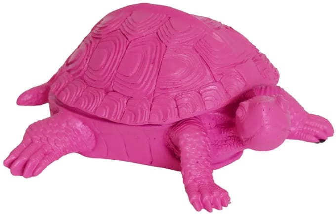 Housevitamin Ornament - Schildpad Box - Polyresin - Roze - 15.5x13.5x7.5cm