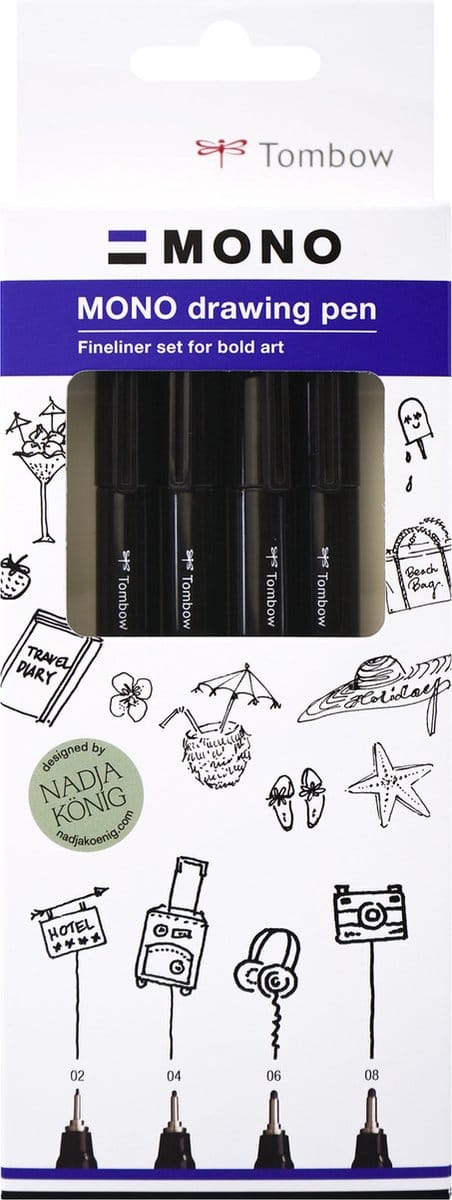 Tombow Mono - Fineliner Set - Bold - Black - 4 Stuks