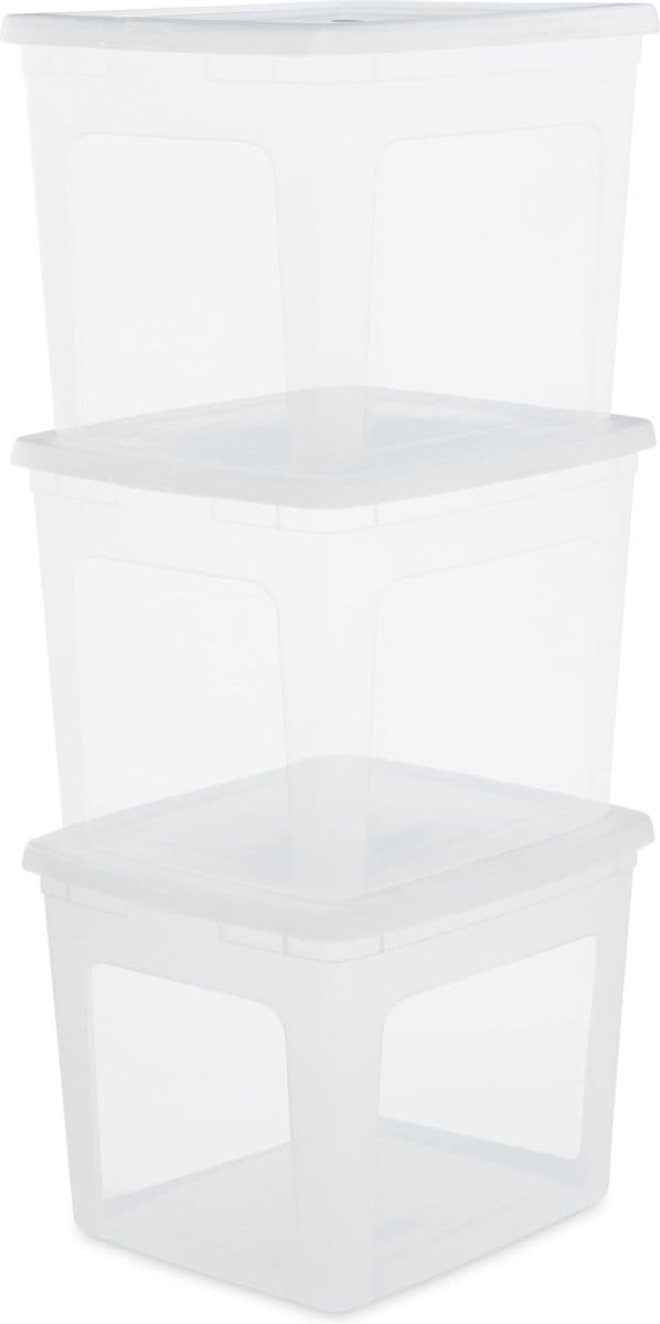 IRIS Clearbox Opbergbox - 30L - Kunststof - Transparant - Set van 3