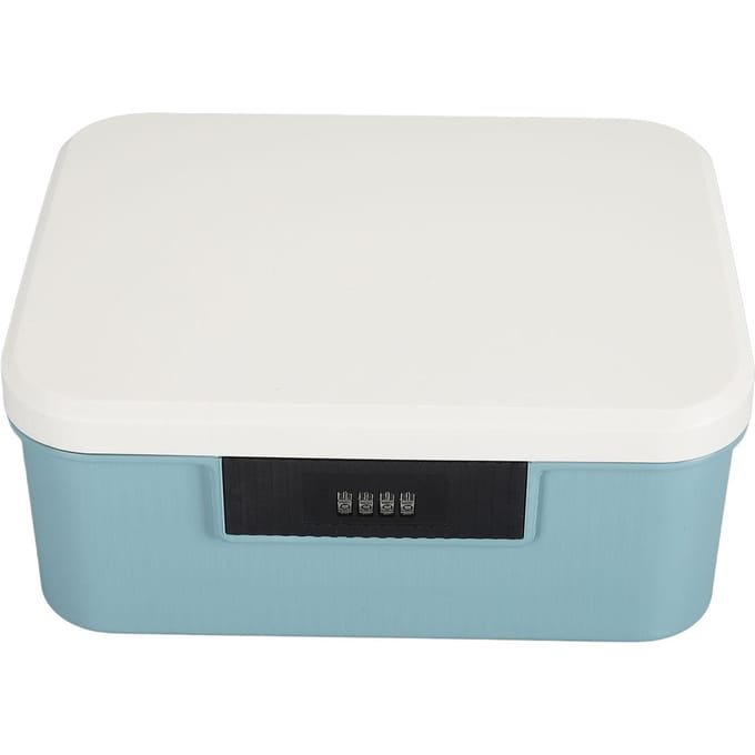 9L Capaciteit Afsluitbare Opbergkoffer voor Bestanden Document Organizer Dubbele Laag Wachtwoordopslag Afsluitbare Doos Sky Lake Blue white