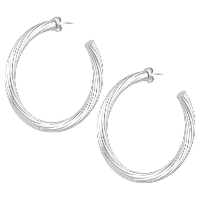 Yehwang Oorbellen Gedraaide Streep zilver