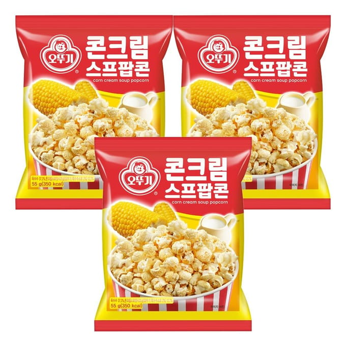 Ottogi Mais Roomsoep Popcorn Zoet Hartig Knapperige Snack 55g x 3 Pakken yellow