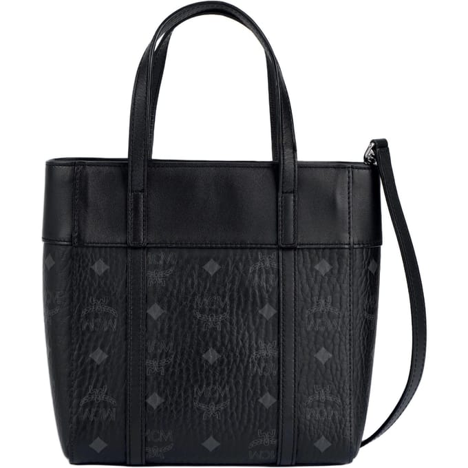 MCM Toni Monogram Leer En Kalfsleer Mini Tote Tas Dames Tote Tas Zwart MWPDSTA01BK001 Basic Set (Bag+Dust Bag) black