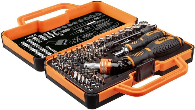 NEO - Schroefbitset met Houder - 69 Stuks - Ergonomische Handgreep