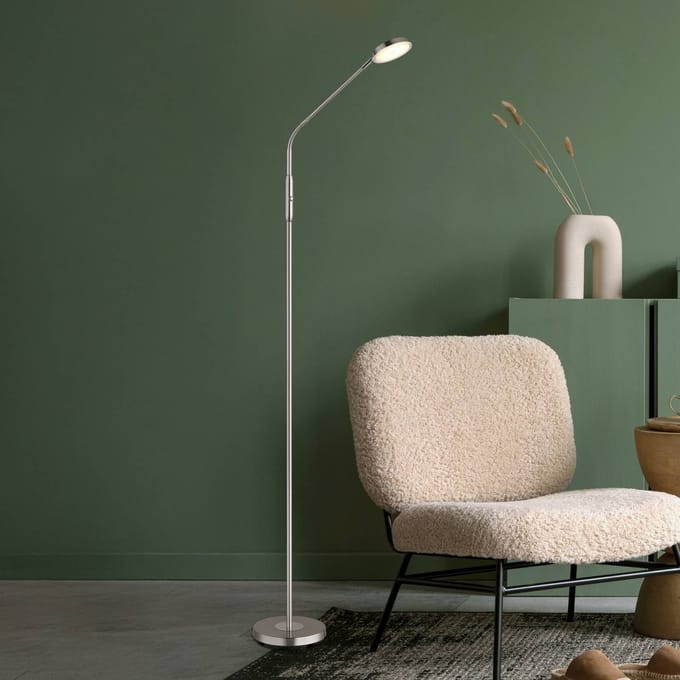 Globo LED vloerlamp Silvio, nikkelkleurig, CCT, dimbaar, 173 cm