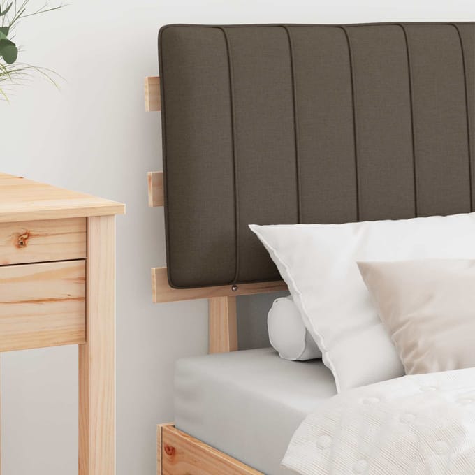vidaXL - Bedframe - met - Gevoerde - Hoofdbord - Taupe - 75 - x - 190 - cm