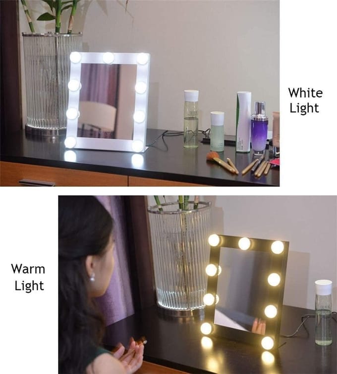 Verlichte Make-up Spiegel - Kaptafel Spiegel - Perfecte Make-up - 9 LED Lampen - 3000 Gram - Wit