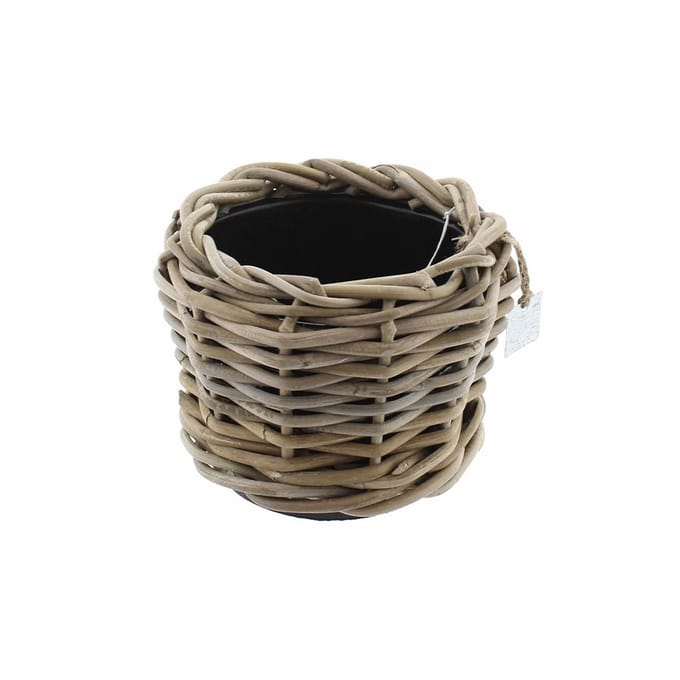 Van der leeden - Drypot Rattan Grey Split dia. 20x15 cm