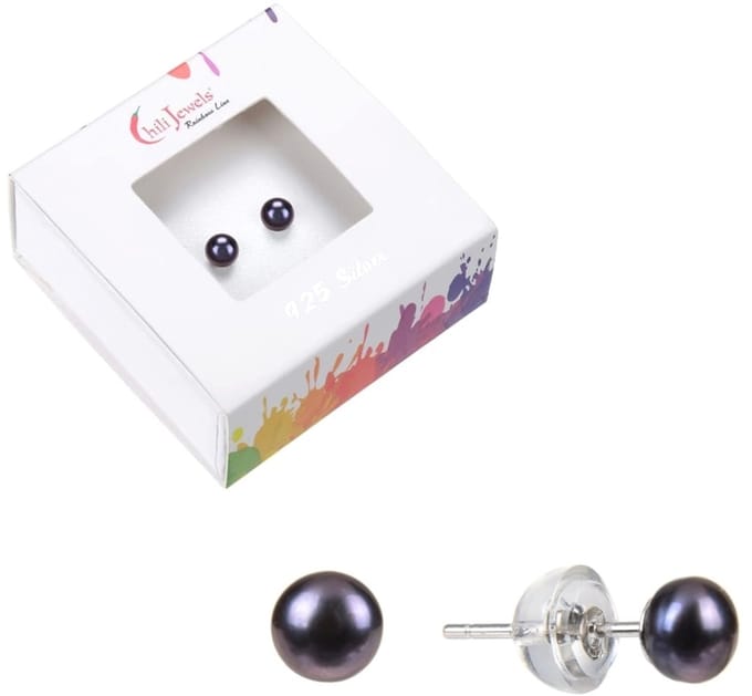 Oorbellen Parel zwart 4 mm