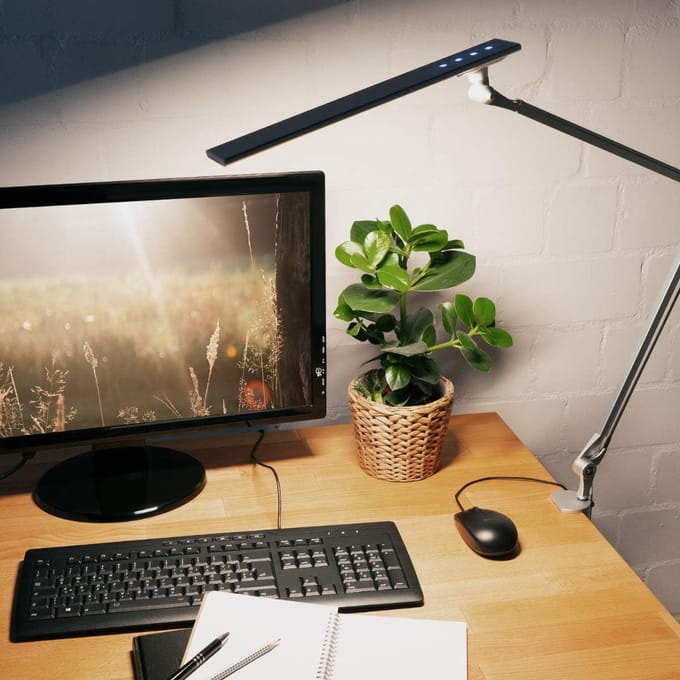 Desk Lamp - Space Saving - Desk Lamp -Bureaulamp Colour siliver
