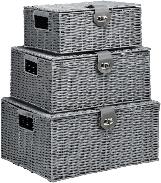 HOMCOM Aufbewahrungskörbe Set mit Verschluss 850-233V00