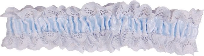 Kousenband grote maat - bruid blauw met kant