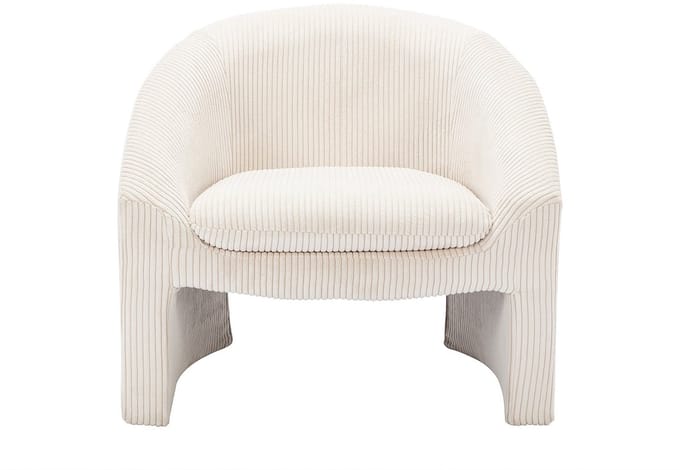 Vente-unique Fauteuil in gebroken wit ribfluweel OSSANA