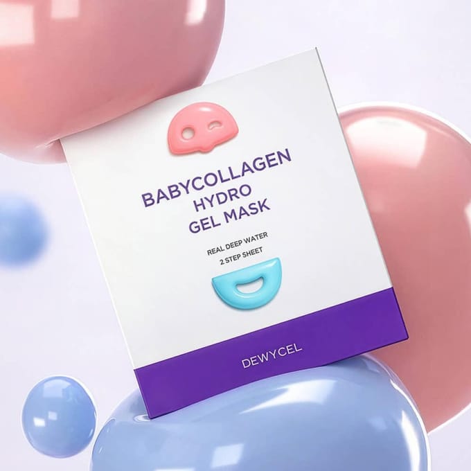 DEWYCEL Baby Collagen™ Hydrogel Mask 4 Vellen Ultra-Hydraterend en Huidverstevigend Gezichtsmasker Vel Pakket pink