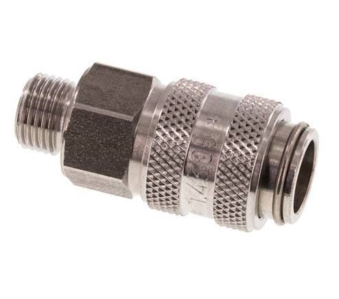 RVS DN 5 Luchtkoppeling Snelkoppeling G 1/8 inch Buitendraad Double Shut-Off - CLS5-M-S-SV-018