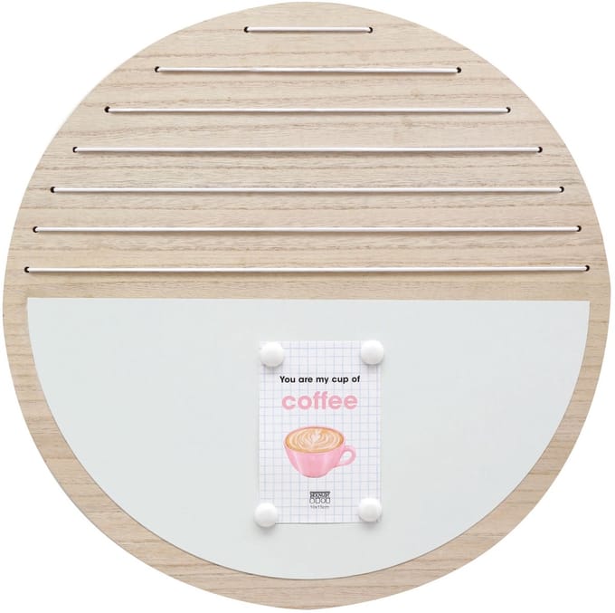 Deknudt Frames memobord - naturel hout - magnetisch - rond - 50cm