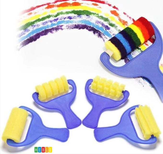 *** 4 stuks Verfsponsjes voor Kinderen - Verfrollers Knutselen - Verfspons - Kinderverf - Verven - Creatief - van Heble® ***