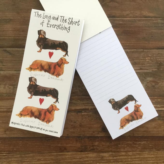 Alex Clark Magnetic Notepad or To-do list ~ Magnetisch Notitieblok Teckel 'Long and Short'