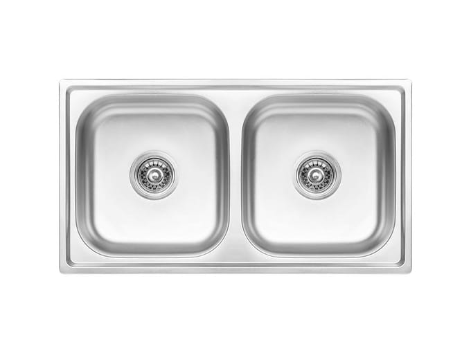 Kuchinox - Stalen Inbouw Spoelbak - 2-Compartimenten - 78x43 cm - Decor Afwerking