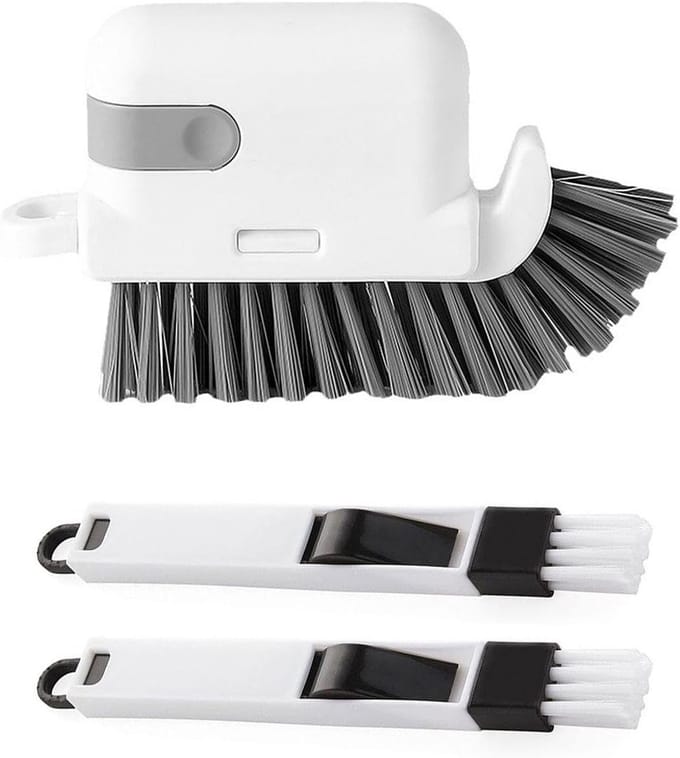 3-in-1 Schoonmaakborstel Set, 2 Stuks Voegenborstel, Multifunctionele Raamborstel en Groefborstel voor Efficiënt Schoonmaken