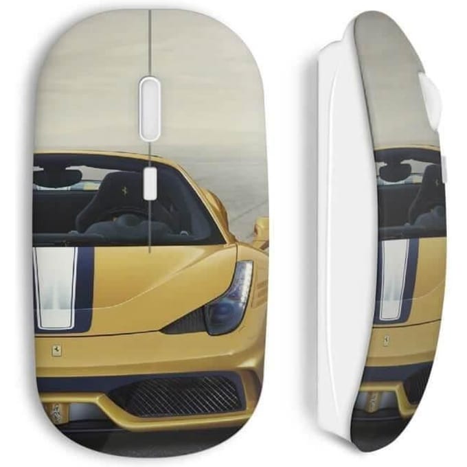 Souris sans fil - Ferrari - Jaune - USB wifi - Compatible Mac et PC - Luxe
