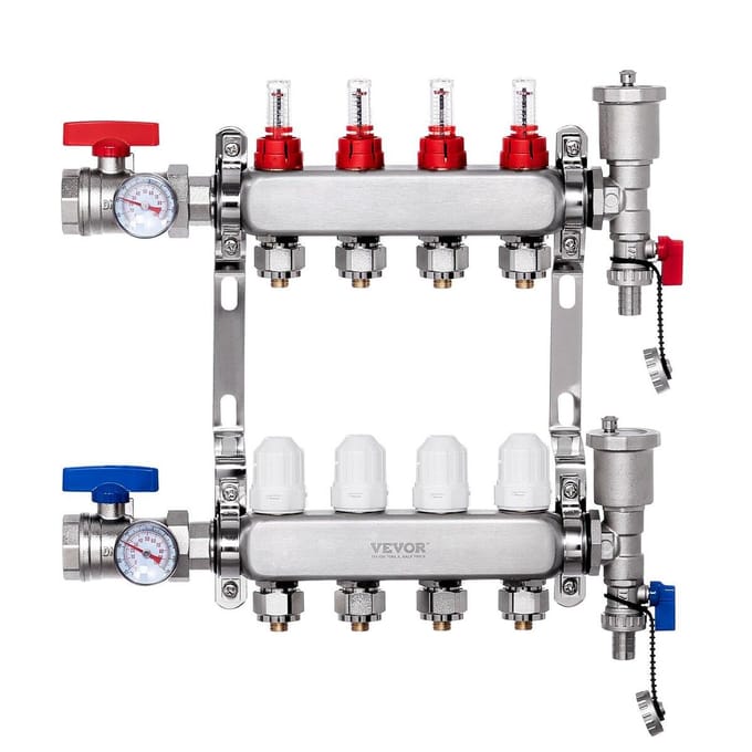 4-armige stralingswarmteverdeler 1/2  PEX-buis vloerverwarming verdeler set