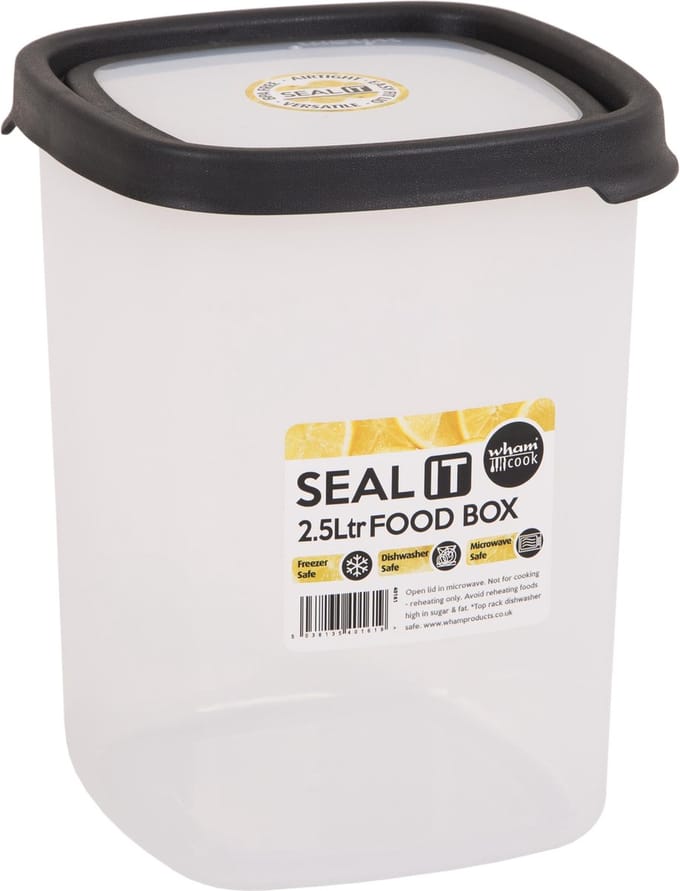 Wham Seal It Vershouddoos - Vierkant - 2,5 Liter - Set van 2 Stuks - Grijs