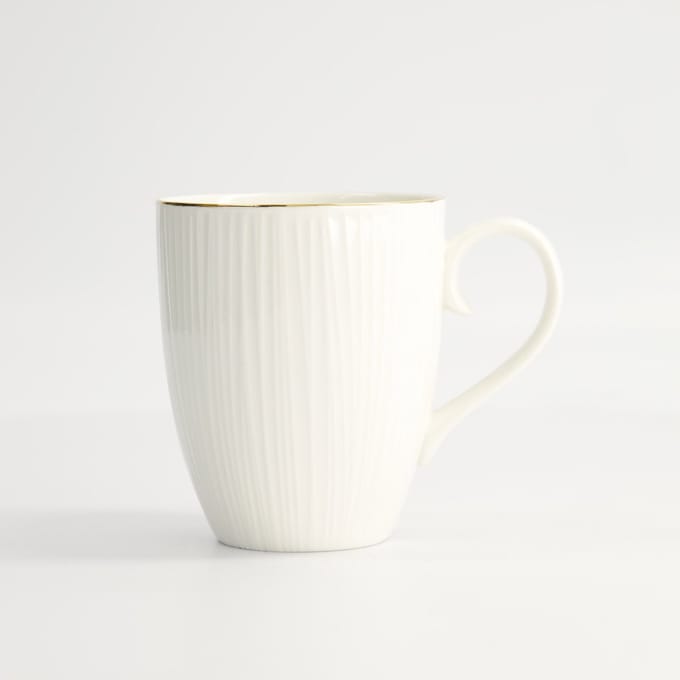 Tokyo Design Studio - Nippon White Goude Rand Mok - Thee Kop - 8.5x10.2cm 380ml Lijnen Wit Goud