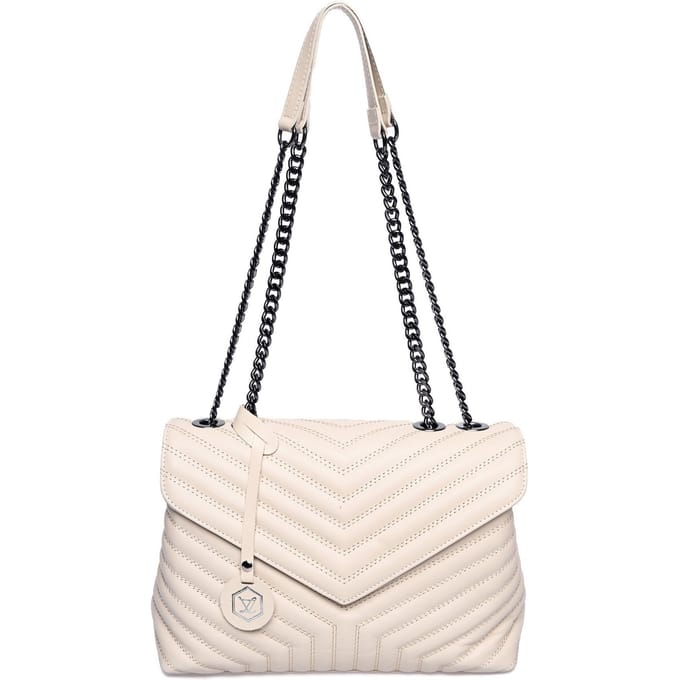Luisa Vannini Beige Rundleer Tas