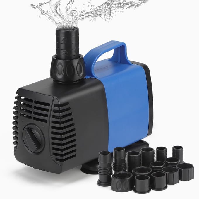 MTTproducts- Vijverpomp 6500 l/u - Filterpomp - Beeklooppomp - Aquariumpomp - Sproeiers - Instelbare debietregeling - Waterpomp