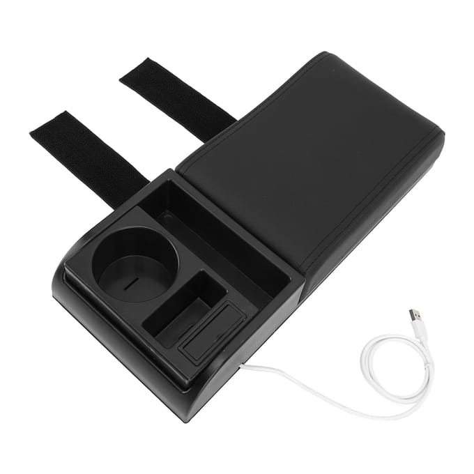 Auto Middenconsole Armsteunkussen met USB-interface Multifunctionele Verstelbare Breedte Armsteun black