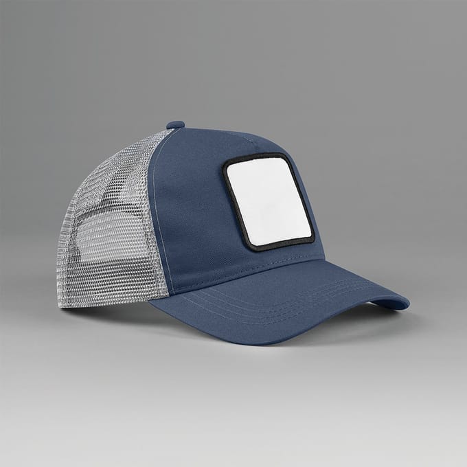 Beechfield 5-panel trucker pet met vierkante patch B636 - Slate Blue/Light Grey - One size