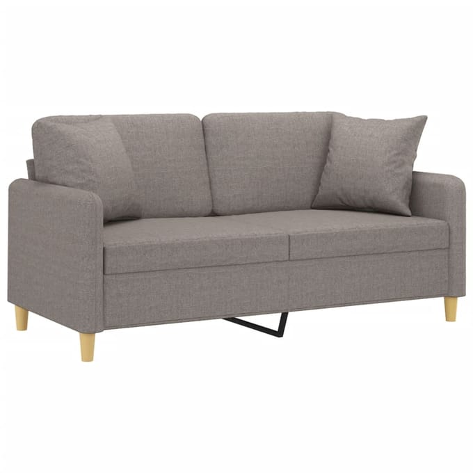 vidaXL - Tweezitsbank - met - sierkussens - 140 - cm - stof - taupe