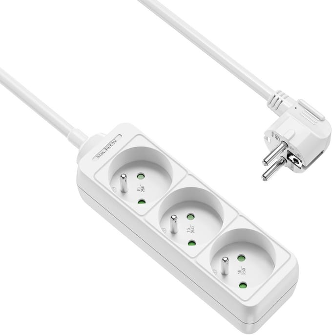 Allteq - Stekkerdoos met penaarde - 3-voudig - 5 meter - Wit