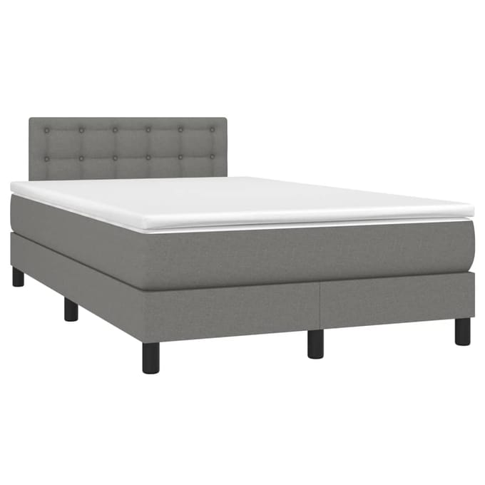 vidaXL - Boxspring - met - matras - en - LED - stof - donkergrijs - 120x200 - cm